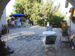 The patio between the main house and the guest house